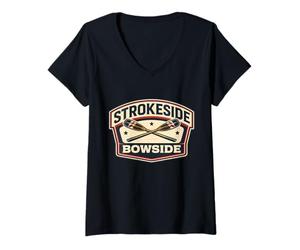 Donna Strokeside Bowside Rowing Crew Team Inside Joke Frase Citazione Maglietta con Collo a V