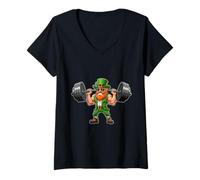 Donna Strong Irish Leprechaun with Barbell Maglietta con Collo a V