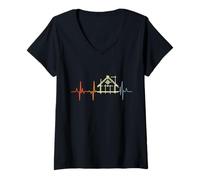 Donna Studente di architettura Vintage Heartline Architect Maglietta con Collo a V