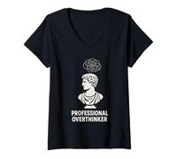 Donna Studente di Filosofia Esistenziale Pensare Sovrapensamento Cogito Ergo Sum Maglietta con Collo a V