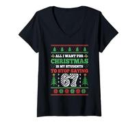 Donna Students Saying 6-7 67 Six Seven Funny Teacher Christmas Maglietta con Collo a V