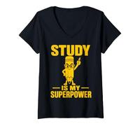 Donna Studious Pencil Learning Strength Student Design Maglietta con Collo a V