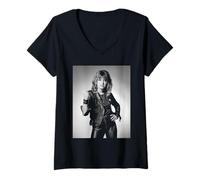 Donna Stumblin nel cantante Suzi Quatro di Allan Ballard Maglietta con Collo a V