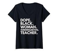 Donna Stupenda Donna Nera Insegnante d'asilo African American Pride Maglietta con Collo a V