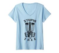 Donna Stupid Tree Disc Golf, Divertente Giocatore di Golf con Motosega e Basket Maglietta con Collo a V