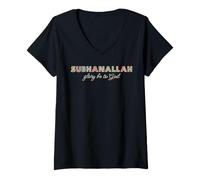 Donna Subhanallah Islamico Gloria a Dio Colorato Ramadan Eid Maglietta con Collo a V