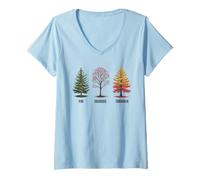 Donna Subtle Tree - Camicia Anti-Trump Abete Dogwood Tamarack Maglietta con Collo a V