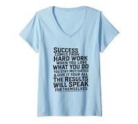 Donna Success Comes from Hard Work Inspirational Work Citazione Grind Maglietta con Collo a V