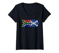 Donna Sud Africa Scozia espatriati Bandiere Chevrons (Distressed) Maglietta con Collo a V