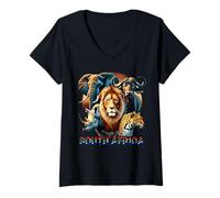 Donna Sudafrica Big Five Animals Wildlife Pride Art Maglietta con Collo a V