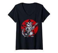 Donna Sugar Glider Heavy Metal Guitar Rock Amante degli Animali Maglietta con Collo a V
