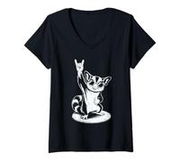 Donna Sugar Glider Punk Rock Rocker Heavy Metal Maglietta con Collo a V