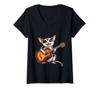 Donna Sugar Glider - Scivolo a Forma di Chitarra, Divertente Maglietta con Collo a V