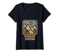 Donna Sugarloaf Mountain Maine Vacation New England Souvenir Maglietta con Collo a V
