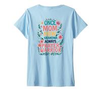 Donna (Sulla schiena) Once Mom Now Grandma Always Prayer Warrior Maglietta con Collo a V