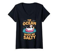 Donna Summer Beach Vacay Summertime the Ocean Maglietta con Collo a V
