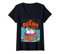 Donna Summer Beach Vacay Summertime The Ocean mi ha fatto design Maglietta con Collo a V