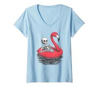 Donna Summer Body, Vacanza, Fenicottero, Umorismo, Teschio del Fumetto Maglietta con Collo a V