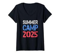 Donna Summer Camp 2025 Bandiera USA per scuola e campeggio, direttore squadra ospitante Maglietta con Collo a V