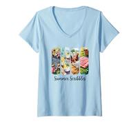 Donna Summer Days - Lavagna con polli limonata Maglietta con Collo a V