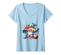 Donna Summer GNOME with Tie Dye Hat And Coconut for Beach Lover Maglietta con Collo a V