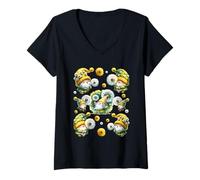 Donna Summer Gnomes For Garden Lover With Cute Dandelion Flower Maglietta con Collo a V
