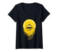Donna Summer Limone - Sunset Tropical Splendente, regalo, divertente, retrò Maglietta con Collo a V