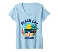 Donna Summer Ocean Vacation Funny Beach Day Squad Maglietta con Collo a V