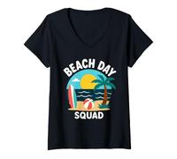 Donna Summer Ocean Vacation Funny Beach Day Squad Maglietta con Collo a V