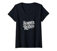 Donna Summer Rodeo - Grafica con teschio da cowboy in stile occidentale Maglietta con Collo a V