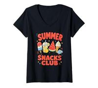 Donna Summer Snacks Crew Sweet Sunny Melon Days Ice Ice Ice Popsicle Cream Maglietta con Collo a V