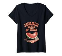 Donna Summer State of Mind Watermelon Groovy Caratteri Maglietta con Collo a V