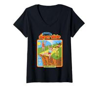 Donna Summer Super Slide Sarcastic Retro Vintage Funny Adult Humor Maglietta con Collo a V