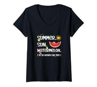 Donna Summer Vacation Must Haves for Women Summer Sun & Watermelon Maglietta con Collo a V