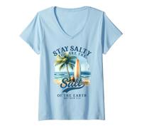 Donna Summer Vibes Beach Vacay Sei Quel Sale della Terra Maglietta con Collo a V