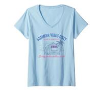 Donna Summer Vibes Only Surf Sun Cove Vacanza al Mare Maglietta con Collo a V