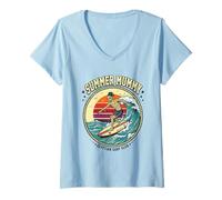 Donna Summerween Art Summer Mummy Surf Egiziano Surf Club Maglietta con Collo a V