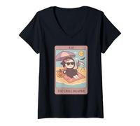 Donna Summerween Chill Grim Reaper Summer Funny Cute Tarocchi Card Maglietta con Collo a V