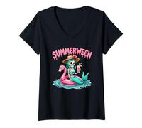 Donna Summerween - Sirena per Halloween, vacanze estive al mare Maglietta con Collo a V