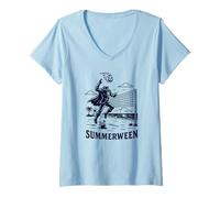 Donna Summerween Summer - Zucca di Halloween Maglietta con Collo a V