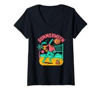 Donna Summerween Summer - Zucca di Halloween Maglietta con Collo a V