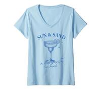 Donna Sun and Sand Margarita Tee Beach Cocktail Vibes Retro Summer Vibes Maglietta con Collo a V