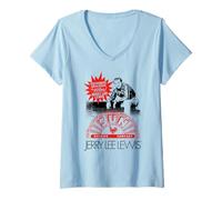 Donna Sun Records X Foto di Jerry Lee Lewis The Killer Burst Maglietta con Collo a V