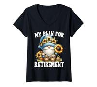Donna Sunflower GNOME Dad for Women Men Retirement Plan for Mom Maglietta con Collo a V
