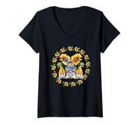 Donna Sunflower GNOME for Women Shows Heart And Love for Summer Maglietta con Collo a V