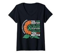 Donna Sunflower You Are Worthy Loved Needed Mental Health Maglietta con Collo a V
