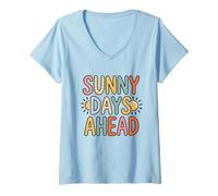 Donna Sunny Days Ahead Ragazze Viaggio Vacanza Maglietta con Collo a V