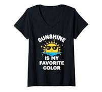 Donna Sunshine è Il Mio Colore Preferito Vacanze estive in Stile Kawaii Maglietta con Collo a V
