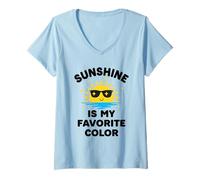 Donna Sunshine è Il Mio Colore Preferito Vacanze estive in Stile Kawaii Maglietta con Collo a V