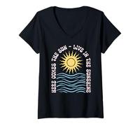 Donna Sunshine Paradise Summer Vibes Here Comes the Sun Summer Maglietta con Collo a V